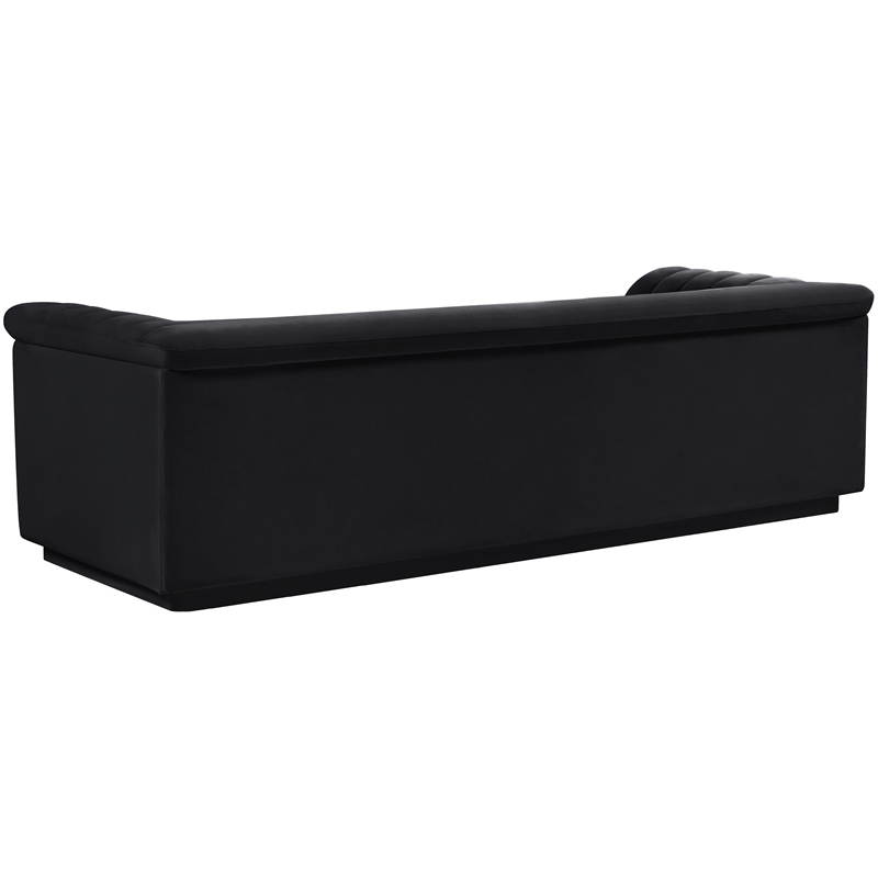 Bowery Hill Contemporary Deep Channel Tufted Soft Black Velvet Fabric Sofa