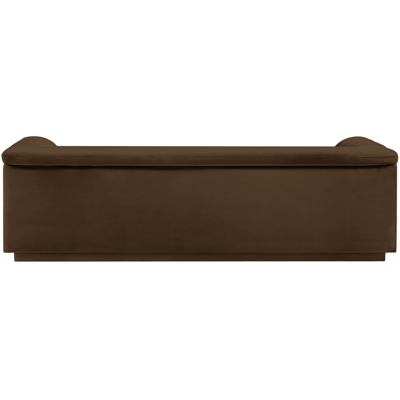 Bowery Hill Contemporary Deep Channel Tufted Soft Brown Velvet Fabric Sofa
