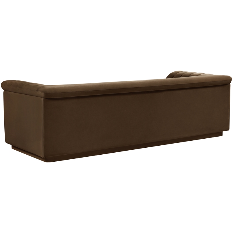 Bowery Hill Contemporary Deep Channel Tufted Soft Brown Velvet Fabric Sofa