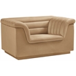 Bowery Hill Contemporary Deep Channel Tufted Soft Camel Velvet Fabric Chair