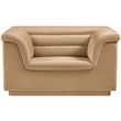 Bowery Hill Contemporary Deep Channel Tufted Soft Camel Velvet Fabric Chair