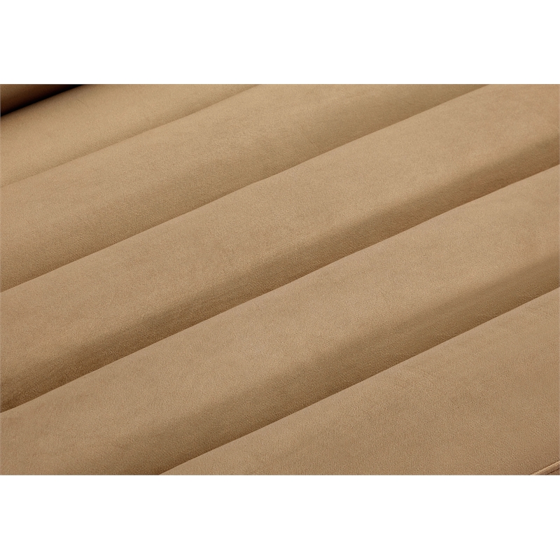 Bowery Hill Contemporary Deep Channel Tufted Soft Camel Velvet Fabric Sofa