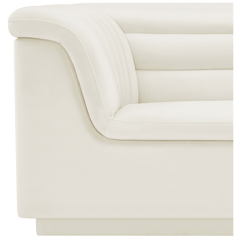 Bowery Hill Contemporary Deep Channel Tufted Soft Cream Velvet Fabric Chair