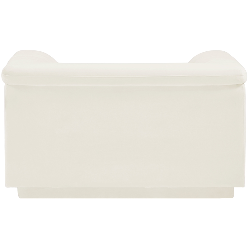 Bowery Hill Contemporary Deep Channel Tufted Soft Cream Velvet Fabric Chair