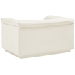 Bowery Hill Contemporary Deep Channel Tufted Soft Cream Velvet Fabric Chair