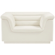Bowery Hill Contemporary Deep Channel Tufted Soft Cream Velvet Fabric Chair