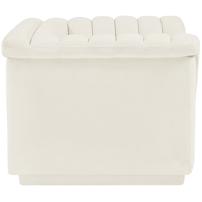 Bowery Hill Contemporary Deep Channel Tufted Soft Cream Velvet Fabric Chair