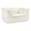 Bowery Hill Contemporary Deep Channel Tufted Soft Cream Velvet Fabric Chair