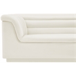 Bowery Hill Contemporary Deep Channel Tufted Soft Cream Velvet Fabric Sofa