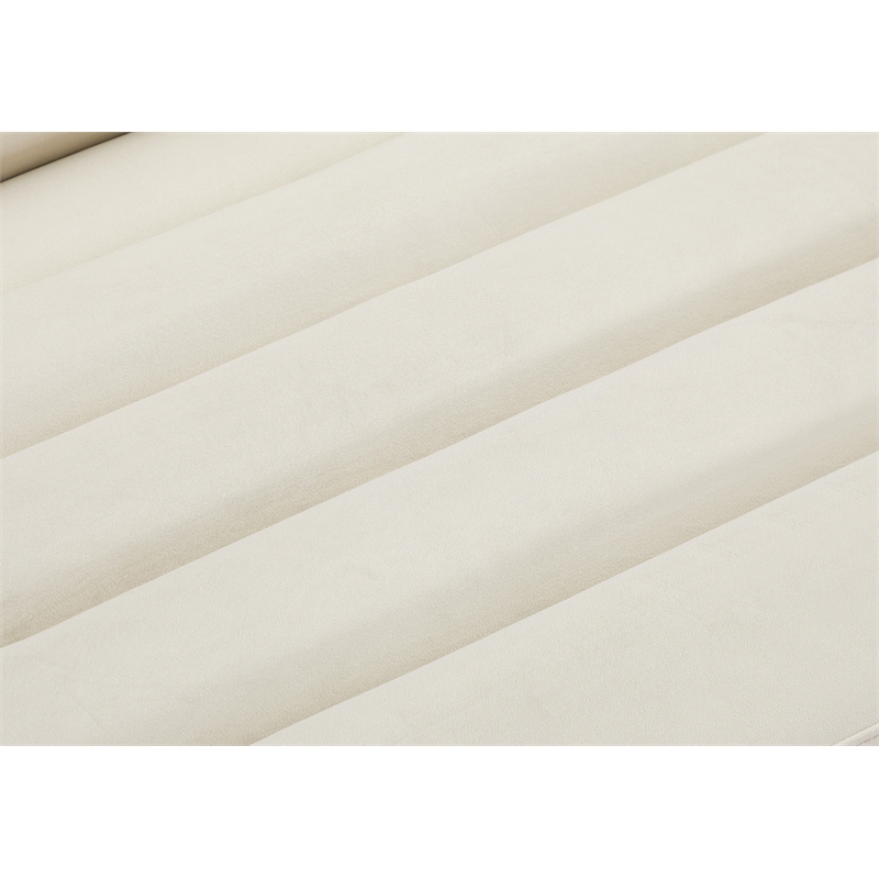 Bowery Hill Contemporary Deep Channel Tufted Soft Cream Velvet Fabric Sofa