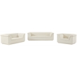 Bowery Hill Contemporary Deep Channel Tufted Soft Cream Velvet Fabric Sofa