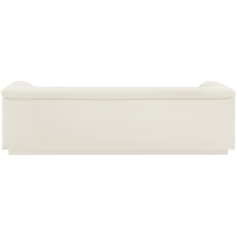 Bowery Hill Contemporary Deep Channel Tufted Soft Cream Velvet Fabric Sofa