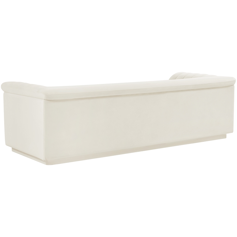 Bowery Hill Contemporary Deep Channel Tufted Soft Cream Velvet Fabric Sofa