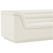 Bowery Hill Contemporary Deep Channel Tufted Soft Cream Velvet Fabric Sofa