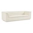 Bowery Hill Contemporary Deep Channel Tufted Soft Cream Velvet Fabric Sofa