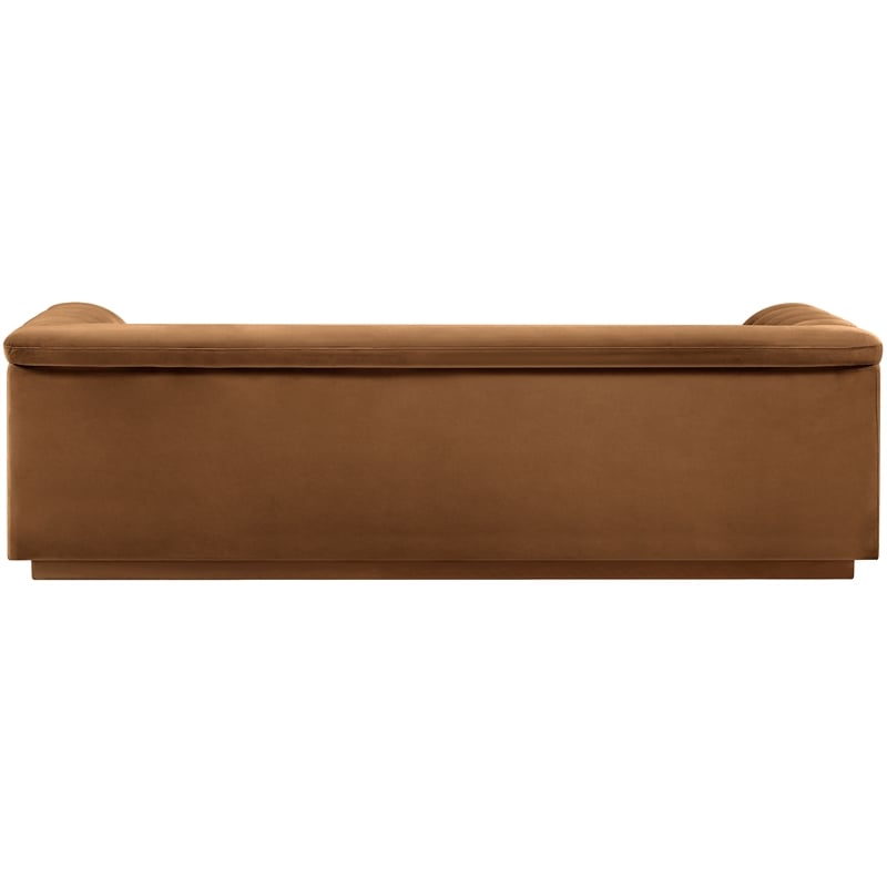 Bowery Hill Contemporary Deep Channel Tufted Soft Saddle Velvet Fabric Sofa