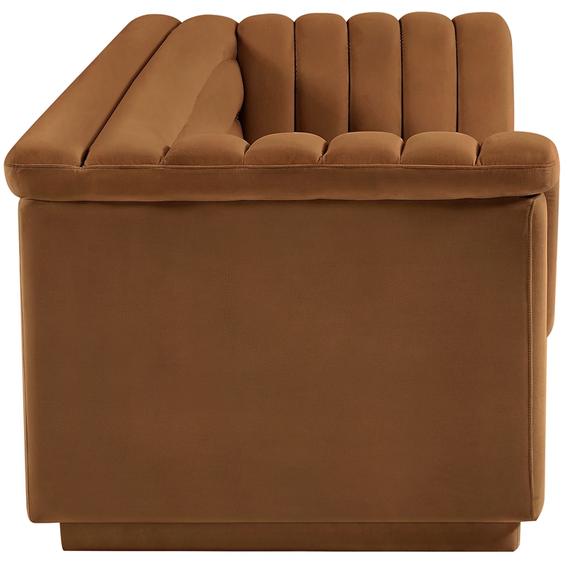 Bowery Hill Contemporary Deep Channel Tufted Soft Saddle Velvet Fabric Sofa