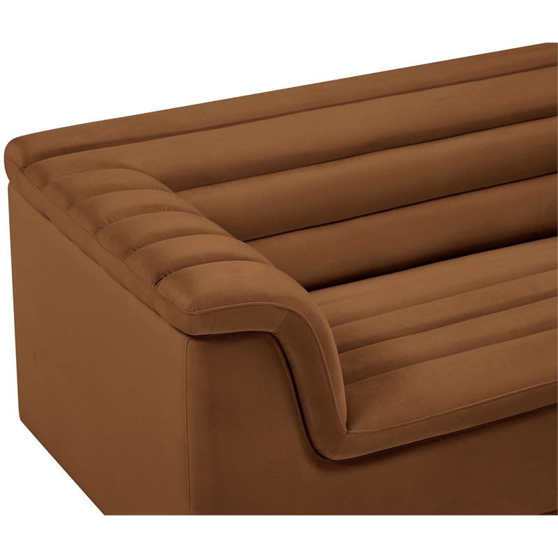 Bowery Hill Contemporary Deep Channel Tufted Soft Saddle Velvet Fabric Sofa