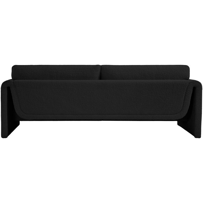 Bowery Hill Contemporary Rich Black Boucle Fabric Sofa with Curved Arms