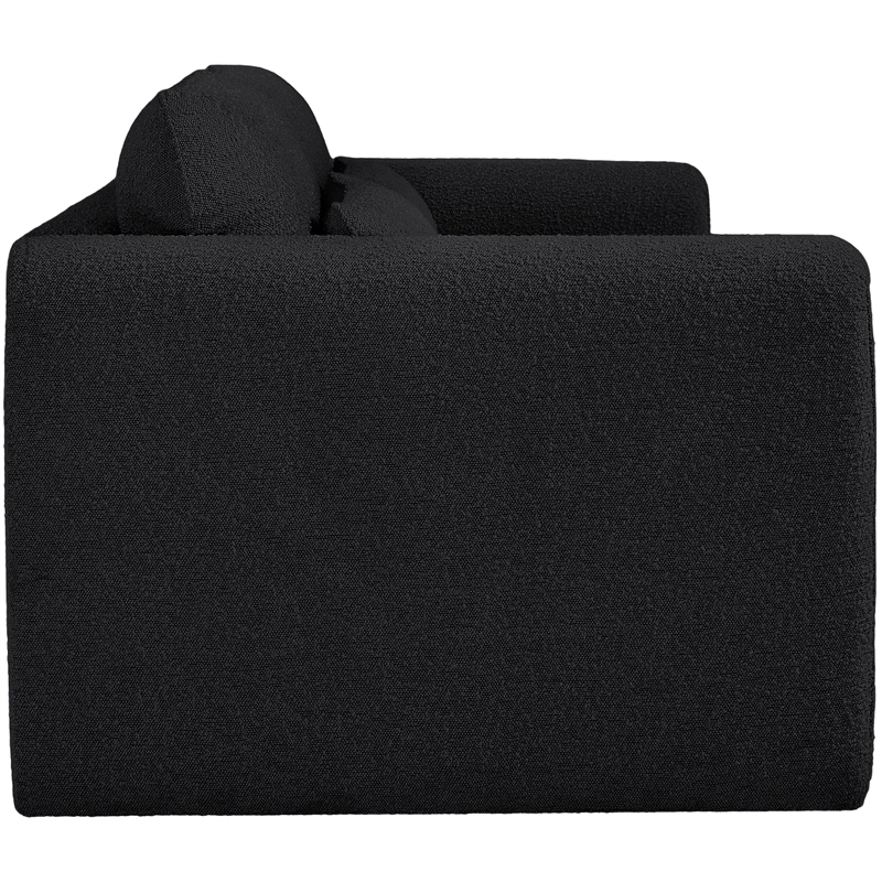 Bowery Hill Contemporary Rich Black Boucle Fabric Sofa with Curved Arms