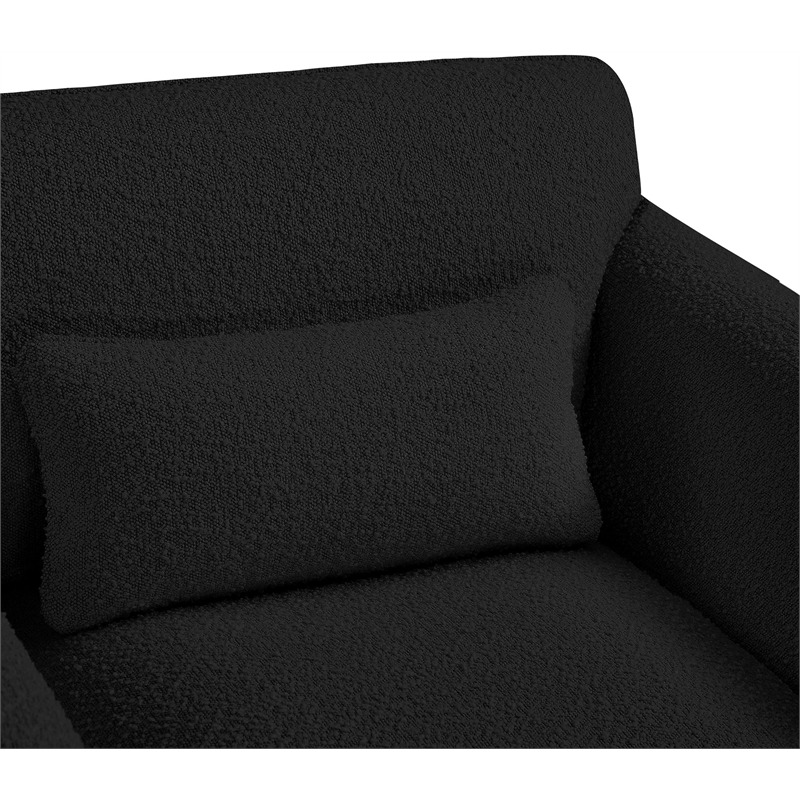 Bowery Hill Contemporary Rich Black Boucle Fabric Sofa with Curved Arms