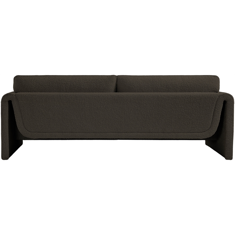 Bowery Hill Contemporary Rich Brown Boucle Fabric Sofa with Curved Arms
