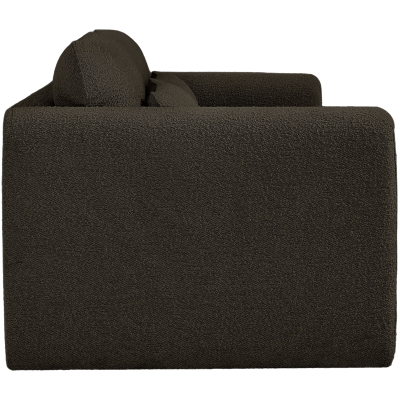 Bowery Hill Contemporary Rich Brown Boucle Fabric Sofa with Curved Arms