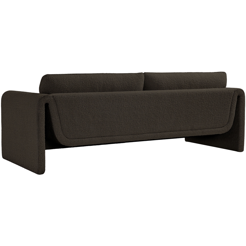 Bowery Hill Contemporary Rich Brown Boucle Fabric Sofa with Curved Arms