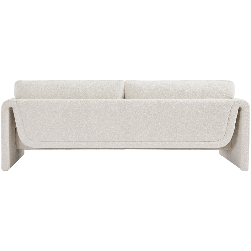 Bowery Hill Contemporary Rich Cream Boucle Fabric Sofa with Curved Arms