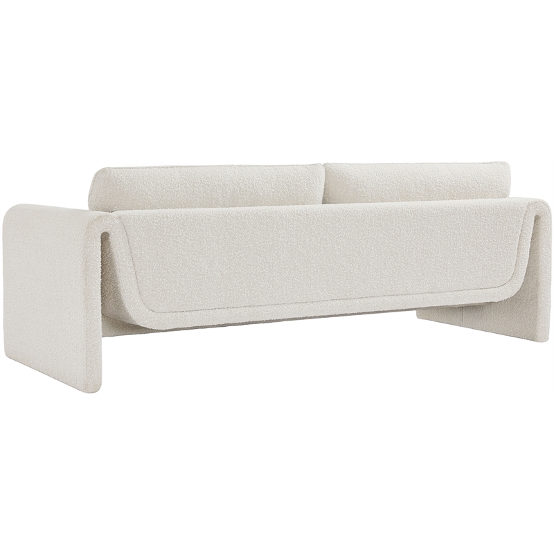 Bowery Hill Contemporary Rich Cream Boucle Fabric Sofa with Curved Arms
