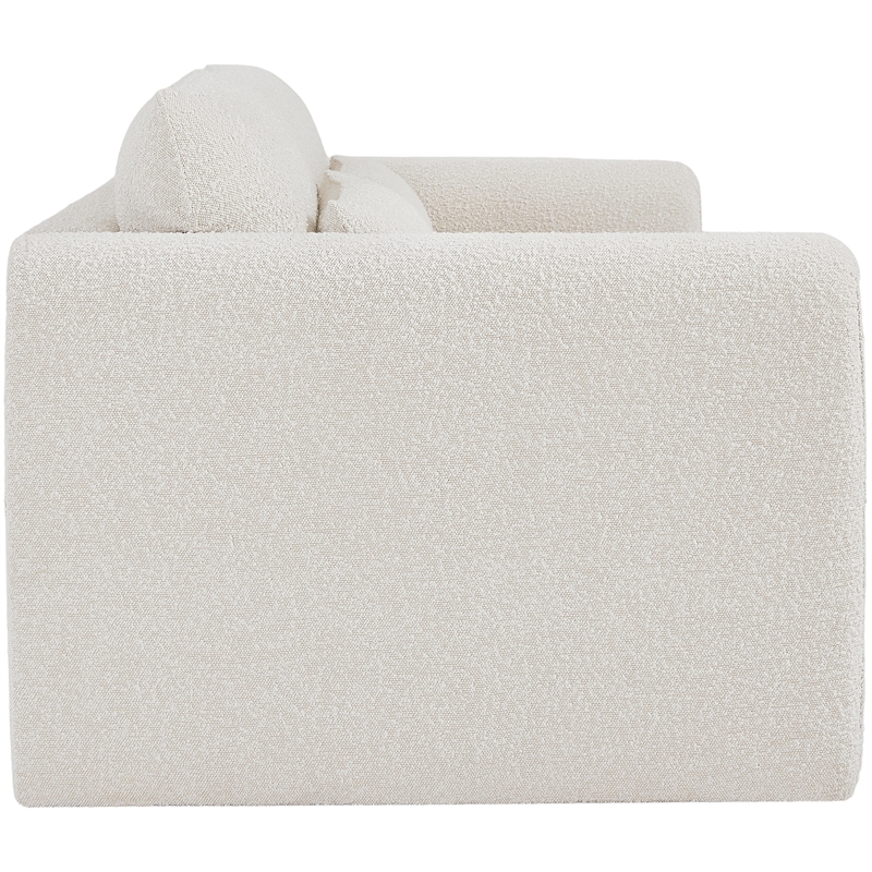 Bowery Hill Contemporary Rich Cream Boucle Fabric Sofa with Curved Arms