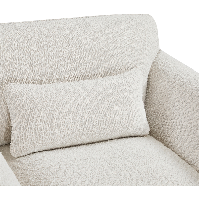 Bowery Hill Contemporary Rich Cream Boucle Fabric Sofa with Curved Arms