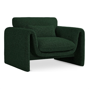 Bowery Hill Contemporary Rich Green Boucle Fabric Chair with Curved Arms