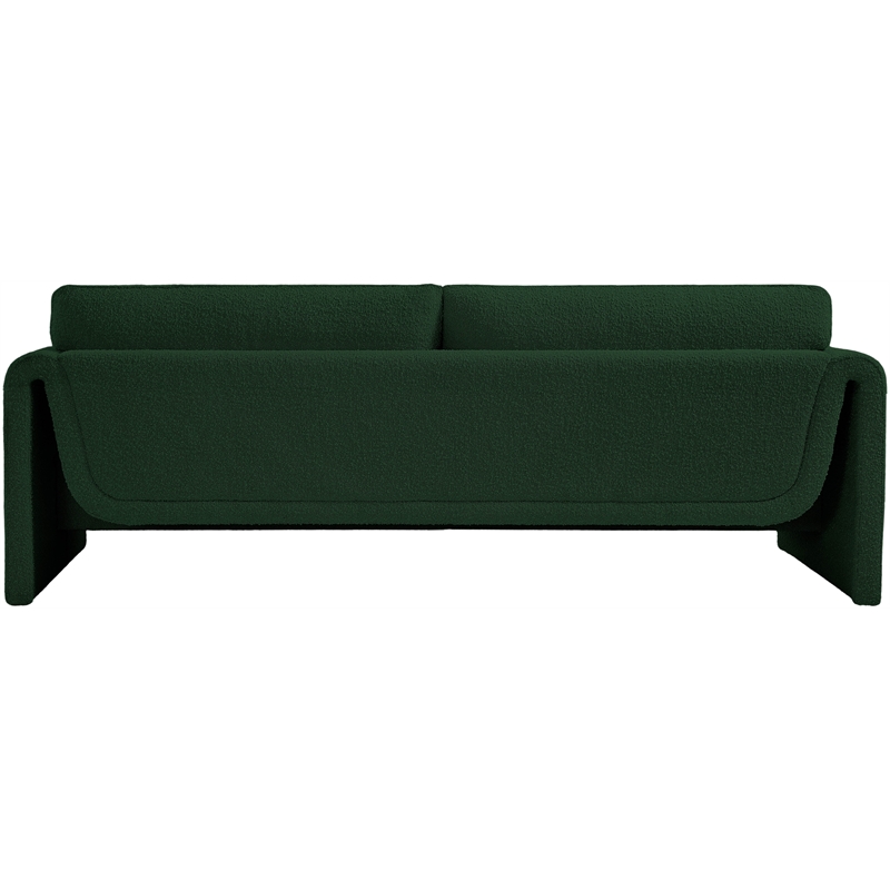 Bowery Hill Contemporary Rich Green Boucle Fabric Sofa with Curved Arms