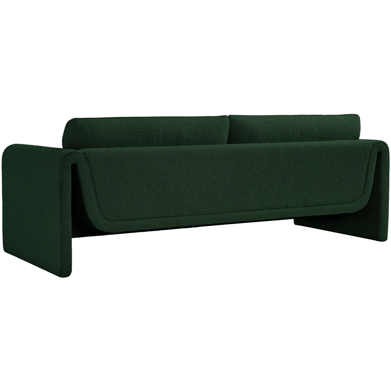 Bowery Hill Contemporary Rich Green Boucle Fabric Sofa with Curved Arms