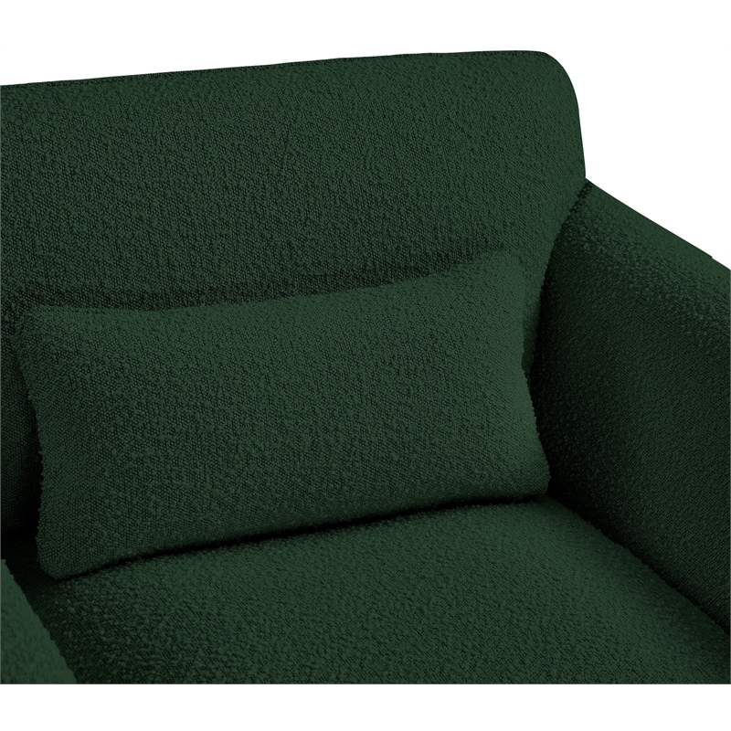 Bowery Hill Contemporary Rich Green Boucle Fabric Sofa with Curved Arms