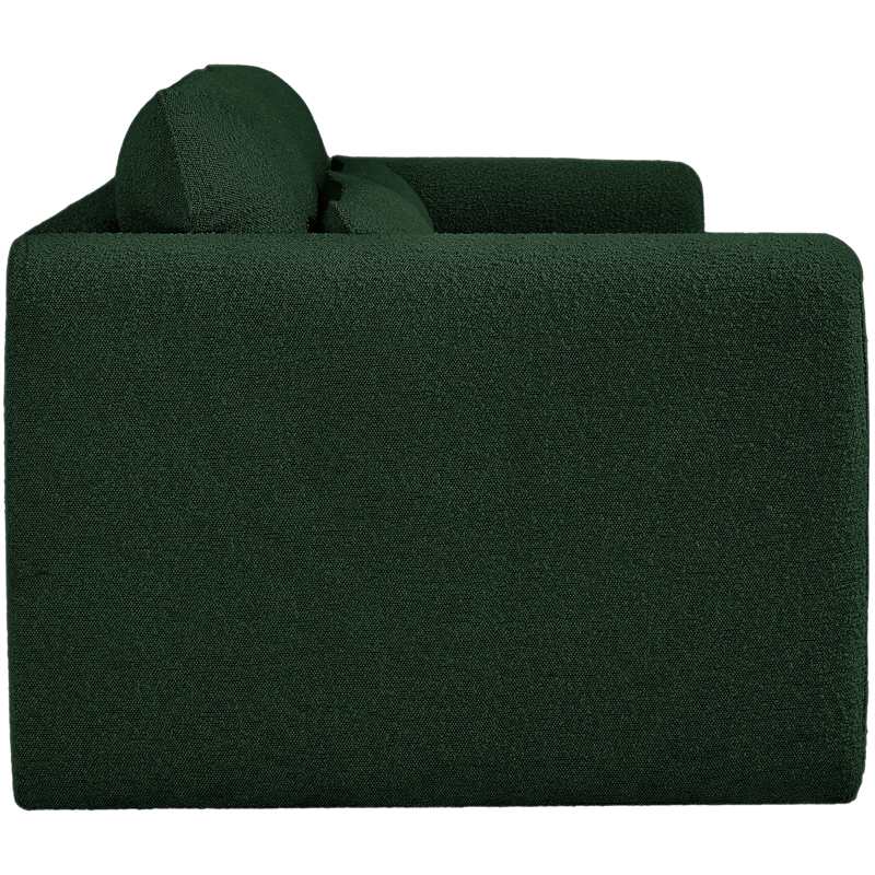Bowery Hill Contemporary Rich Green Boucle Fabric Sofa with Curved Arms