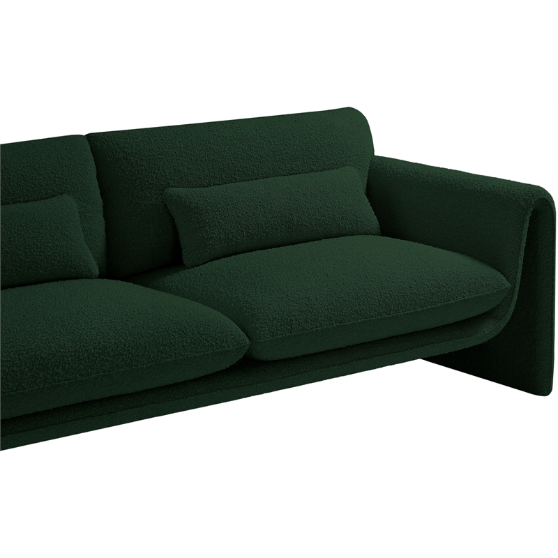 Bowery Hill Contemporary Rich Green Boucle Fabric Sofa with Curved Arms