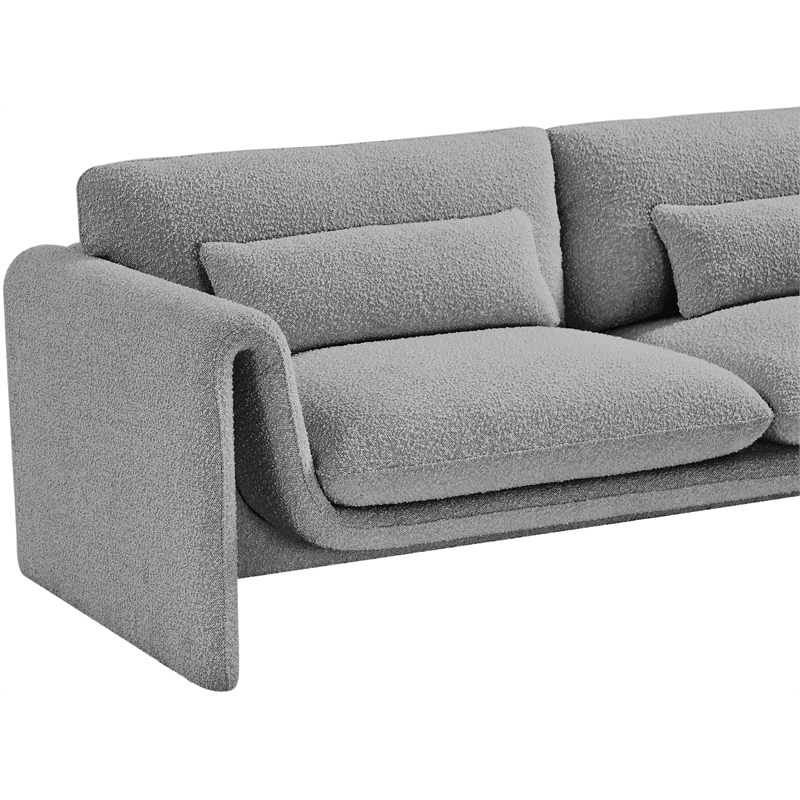 Bowery Hill Contemporary Rich Grey Boucle Fabric Sofa with Curved Arms
