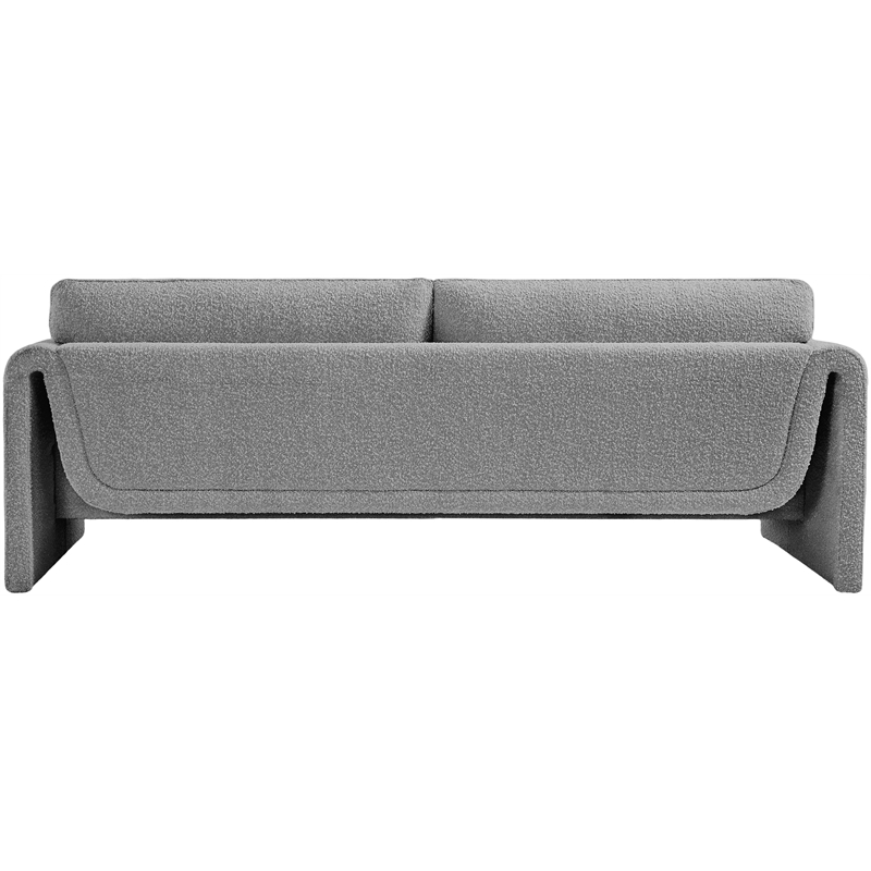 Bowery Hill Contemporary Rich Grey Boucle Fabric Sofa with Curved Arms