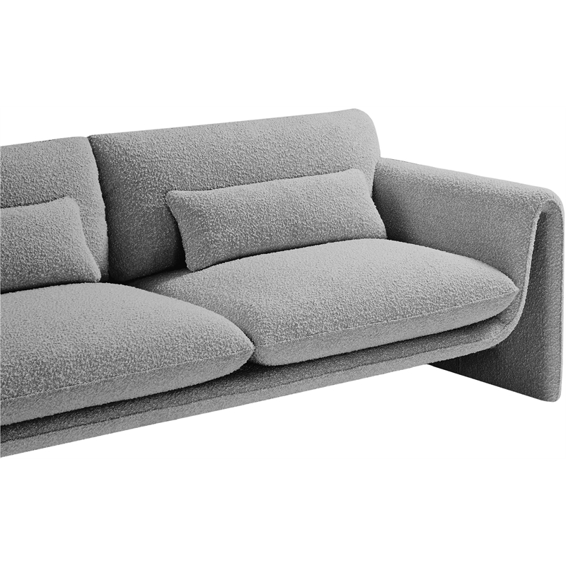 Bowery Hill Contemporary Rich Grey Boucle Fabric Sofa with Curved Arms