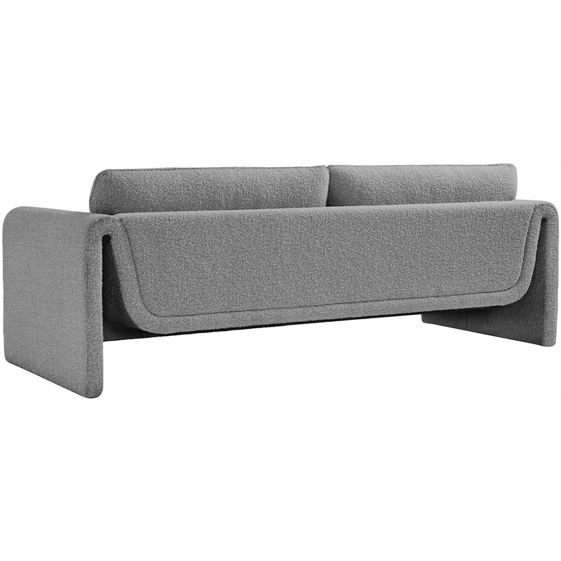 Bowery Hill Contemporary Rich Grey Boucle Fabric Sofa with Curved Arms