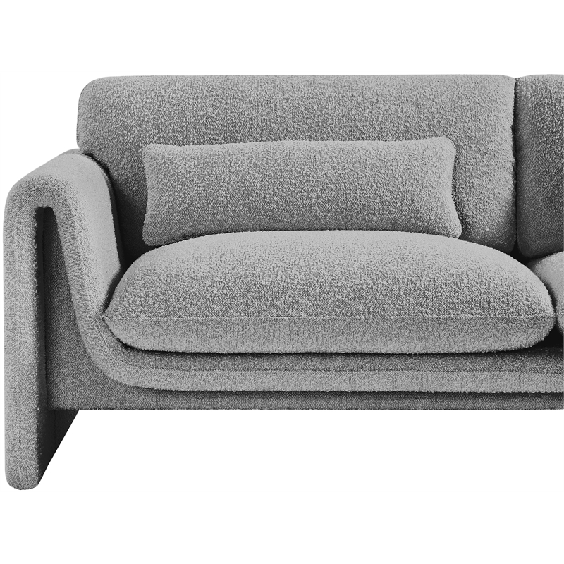 Bowery Hill Contemporary Rich Grey Boucle Fabric Sofa with Curved Arms