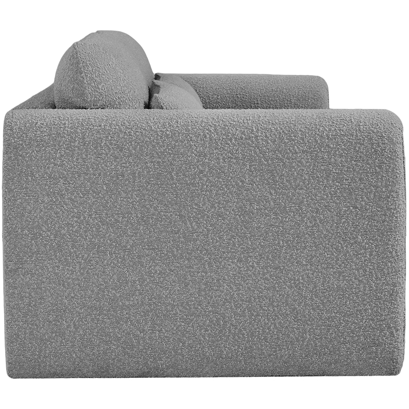 Bowery Hill Contemporary Rich Grey Boucle Fabric Sofa with Curved Arms