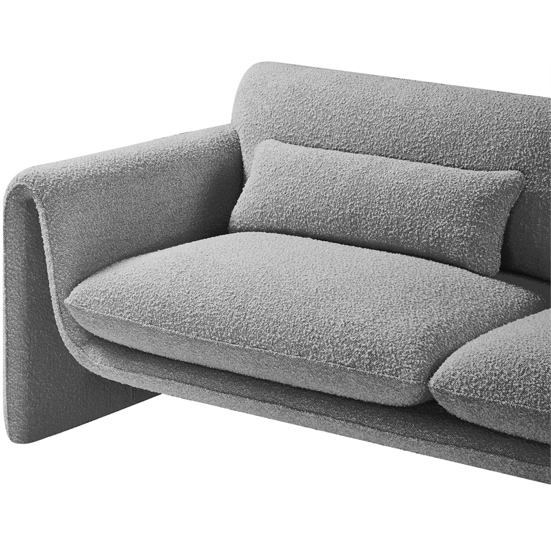 Bowery Hill Contemporary Rich Grey Boucle Fabric Sofa with Curved Arms