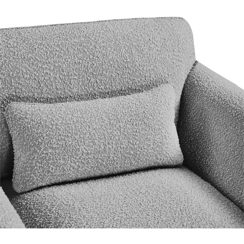 Bowery Hill Contemporary Rich Grey Boucle Fabric Sofa with Curved Arms