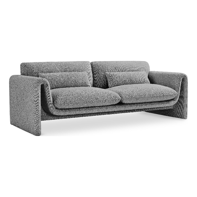 Bowery Hill Contemporary Rich Grey Boucle Fabric Sofa with Curved Arms