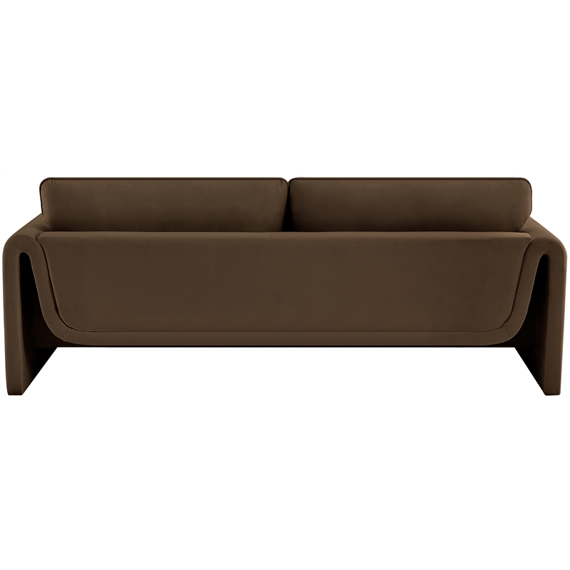 Bowery Hill Contemporary Soft Brown Velvet Fabric Sofa with Curved Arms