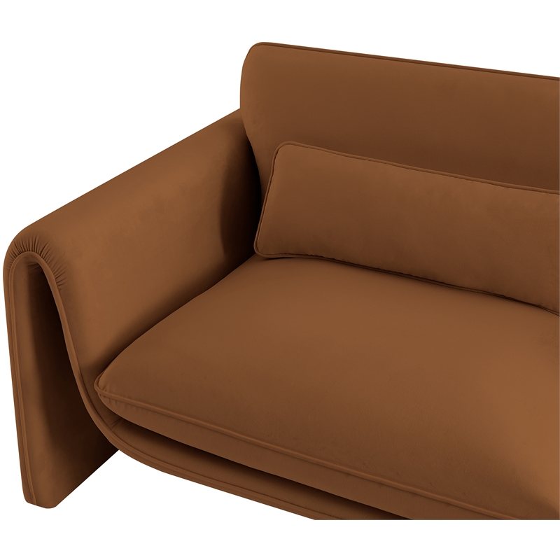 Bowery Hill Contemporary Soft Saddle Velvet Fabric Sofa with Curved Arms