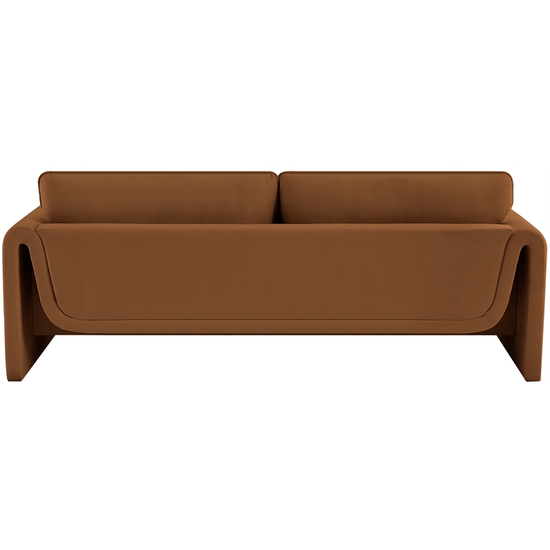 Bowery Hill Contemporary Soft Saddle Velvet Fabric Sofa with Curved Arms